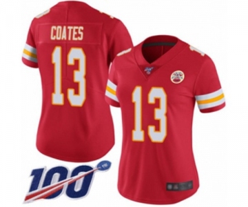 Women's Kansas City Chiefs #13 Sammie Coates Red Team Color Vapor Untouchable Limited Player 100th Season Football Jersey