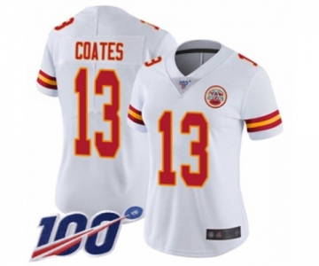 Women's Kansas City Chiefs #13 Sammie Coates White Vapor Untouchable Limited Player 100th Season Football Jersey