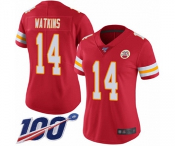 Women's Kansas City Chiefs #14 Sammy Watkins Red Team Color Vapor Untouchable Limited Player 100th Season Football Jersey