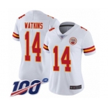 Women's Kansas City Chiefs #14 Sammy Watkins White Vapor Untouchable Limited Player 100th Season Football Jersey