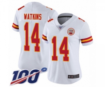 Women's Kansas City Chiefs #14 Sammy Watkins White Vapor Untouchable Limited Player 100th Season Football Jersey