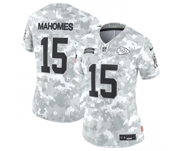 Women's Kansas City Chiefs #15 Patrick Mahomes 2024 F.U.S.E Arctic Camo Salute To Service Limited Stitched Football Jersey