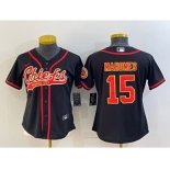 Women's Kansas City Chiefs #15 Patrick Mahomes Black With Patch Cool Base Stitched Baseball Jersey