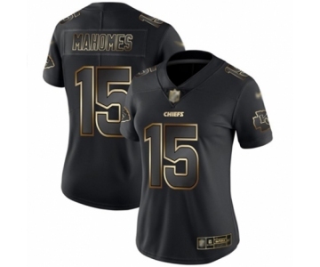 Women's Kansas City Chiefs #15 Patrick Mahomes II Black Gold Vapor Untouchable Limited Player Football Jersey