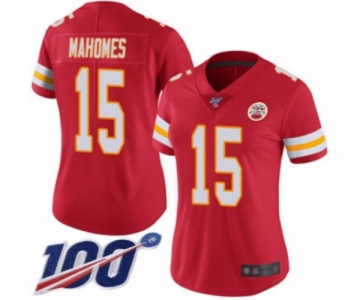 Women's Kansas City Chiefs #15 Patrick Mahomes II Red Team Color Vapor Untouchable Limited Player 100th Season Football Jersey