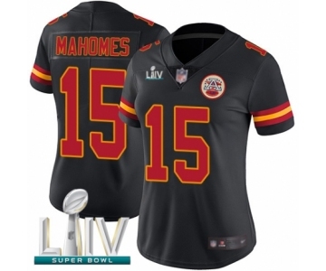 Women's Kansas City Chiefs #15 Patrick Mahomes Limited Black Rush Vapor Untouchable Super Bowl LIV Bound Football Jersey