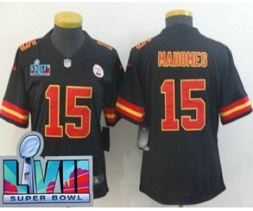 Women's Kansas City Chiefs #15 Patrick Mahomes Limited Black Super Bowl LVII Vapor Jersey