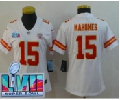 Women's Kansas City Chiefs #15 Patrick Mahomes Limited White Super Bowl LVII Vapor Jersey