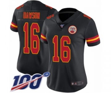 Women's Kansas City Chiefs #16 Len Dawson Limited Black Rush Vapor Untouchable 100th Season Football Jersey