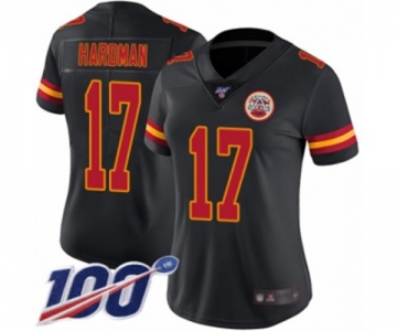 Women's Kansas City Chiefs #17 Mecole Hardman Limited Black Rush Vapor Untouchable 100th Season Football Jersey