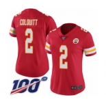 Women's Kansas City Chiefs #2 Dustin Colquitt Red Team Color Vapor Untouchable Limited Player 100th Season Football Jersey