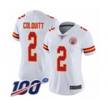 Women's Kansas City Chiefs #2 Dustin Colquitt White Vapor Untouchable Limited Player 100th Season Football Jersey