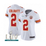 Women's Kansas City Chiefs #2 Dustin Colquitt White Vapor Untouchable Limited Player Super Bowl LIV Bound Football Jersey