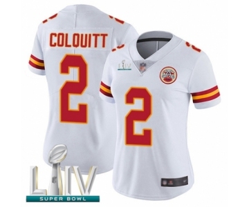 Women's Kansas City Chiefs #2 Dustin Colquitt White Vapor Untouchable Limited Player Super Bowl LIV Bound Football Jersey