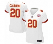 Women's Kansas City Chiefs #20 Morris Claiborne Game White Football Jersey