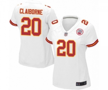 Women's Kansas City Chiefs #20 Morris Claiborne Game White Football Jersey