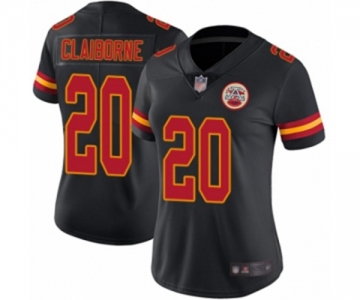 Women's Kansas City Chiefs #20 Morris Claiborne Limited Black Rush Vapor Untouchable Football Jersey