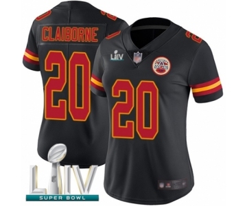 Women's Kansas City Chiefs #20 Morris Claiborne Limited Black Rush Vapor Untouchable Super Bowl LIV Bound Football Jersey