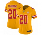 Women's Kansas City Chiefs #20 Morris Claiborne Limited Gold Inverted Legend Football Jersey