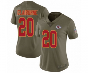 Women's Kansas City Chiefs #20 Morris Claiborne Limited Olive 2017 Salute to Service Football Jersey