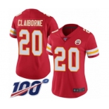 Women's Kansas City Chiefs #20 Morris Claiborne Red Team Color Vapor Untouchable Limited Player 100th Season Football Jersey