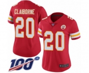 Women's Kansas City Chiefs #20 Morris Claiborne Red Team Color Vapor Untouchable Limited Player 100th Season Football Jersey