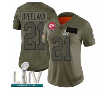 Women's Kansas City Chiefs #21 Bashaud Breeland Limited Olive 2019 Salute to Service Super Bowl LIV Bound Football Jersey