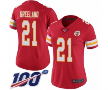 Women's Kansas City Chiefs #21 Bashaud Breeland Red Team Color Vapor Untouchable Limited Player 100th Season Football Jersey