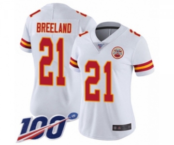 Women's Kansas City Chiefs #21 Bashaud Breeland White Vapor Untouchable Limited Player 100th Season Football Jersey