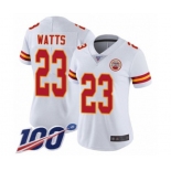 Women's Kansas City Chiefs #23 Armani Watts White Vapor Untouchable Limited Player 100th Season Football Jersey