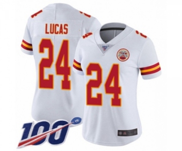 Women's Kansas City Chiefs #24 Jordan Lucas White Vapor Untouchable Limited Player 100th Season Football Jersey