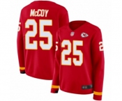 Women's Kansas City Chiefs #25 LeSean McCoy Limited Red Therma Long Sleeve Football Jersey