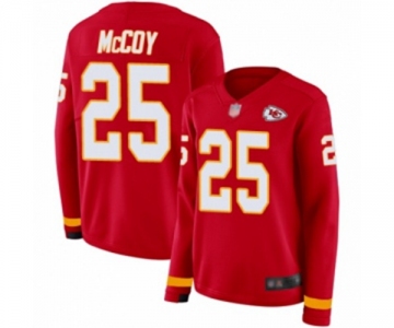 Women's Kansas City Chiefs #25 LeSean McCoy Limited Red Therma Long Sleeve Football Jersey