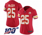 Women's Kansas City Chiefs #25 LeSean McCoy Red Team Color Vapor Untouchable Limited Player 100th Season Football Jersey