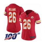 Women's Kansas City Chiefs #26 Damien Williams Red Team Color Vapor Untouchable Limited Player 100th Season Football Jersey