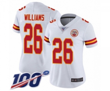 Women's Kansas City Chiefs #26 Damien Williams White Vapor Untouchable Limited Player 100th Season Football Jersey