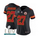 Women's Kansas City Chiefs #27 Larry Johnson Limited Black Rush Vapor Untouchable Super Bowl LIV Bound Football Jersey