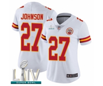 Women's Kansas City Chiefs #27 Larry Johnson White Vapor Untouchable Limited Player Super Bowl LIV Bound Football Jersey