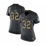 Women's Kansas City Chiefs #32 Marcus Allen Limited Black 2016 Salute to Service Football Jersey