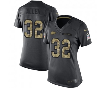 Women's Kansas City Chiefs #32 Marcus Allen Limited Black 2016 Salute to Service Football Jersey