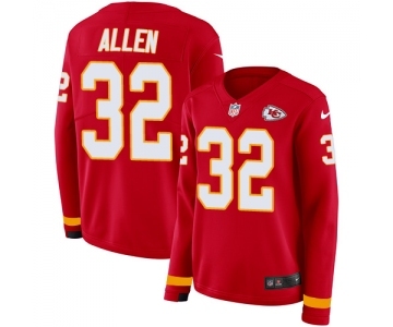 Women's Kansas City Chiefs #32 Marcus Allen Limited Red Therma Long Sleeve Football Jersey