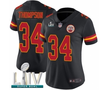 Women's Kansas City Chiefs #34 Darwin Thompson Limited Black Rush Vapor Untouchable Super Bowl LIV Bound Football Jersey