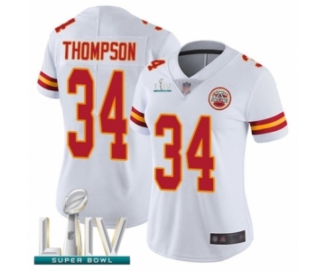 Women's Kansas City Chiefs #34 Darwin Thompson White Vapor Untouchable Limited Player Super Bowl LIV Bound Football Jersey