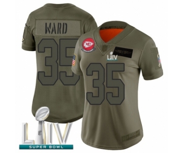 Women's Kansas City Chiefs #35 Charvarius Ward Limited Olive 2019 Salute to Service Super Bowl LIV Bound Football Jersey