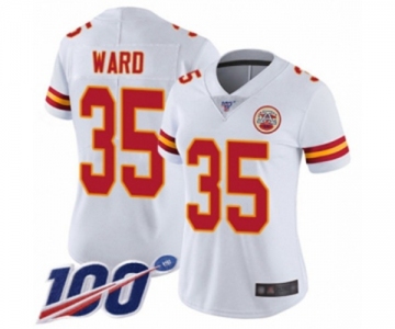 Women's Kansas City Chiefs #35 Charvarius Ward White Vapor Untouchable Limited Player 100th Season Football Jersey