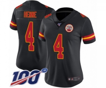 Women's Kansas City Chiefs #4 Chad Henne Limited Black Rush Vapor Untouchable 100th Season Football Jersey