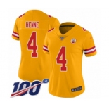 Women's Kansas City Chiefs #4 Chad Henne Limited Gold Inverted Legend 100th Season Football Jersey