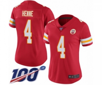 Women's Kansas City Chiefs #4 Chad Henne Red Team Color Vapor Untouchable Limited Player 100th Season Football Jersey