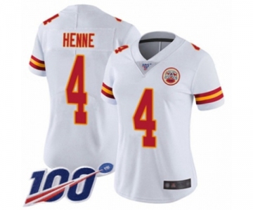 Women's Kansas City Chiefs #4 Chad Henne White Vapor Untouchable Limited Player 100th Season Football Jersey