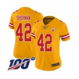 Women's Kansas City Chiefs #42 Anthony Sherman Limited Gold Inverted Legend 100th Season Football Jersey